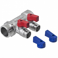 Manifold with shut-off valves 2 outlets x 1" x 1/2" male. MPF