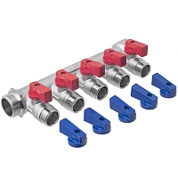 Manifold with shut-off valves 5 outlets x 3/4" x 1/2" male. MPF