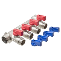 Manifold with shut-off valves 4 outlets x 3/4" x 1/2" male. MPF