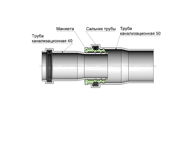 Манжета для канализации MPF 50 х 40 мм серая 2 шт. 