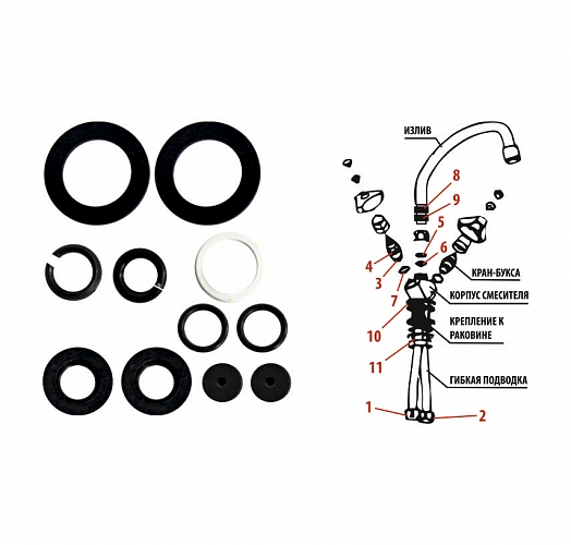 Set of gaskets for faucet tap Plumber's No. 1 (rubber) buy wholesale