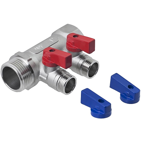Manifold with shut-off valves 2 outlets x 1" x 1/2" male. MPF buy wholesale