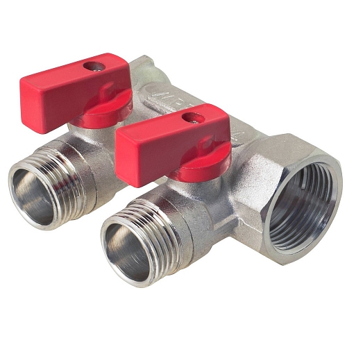 Manifold with shut-off valves 2 outlets x 3/4" x 1/2" male. MPF buy wholesale
