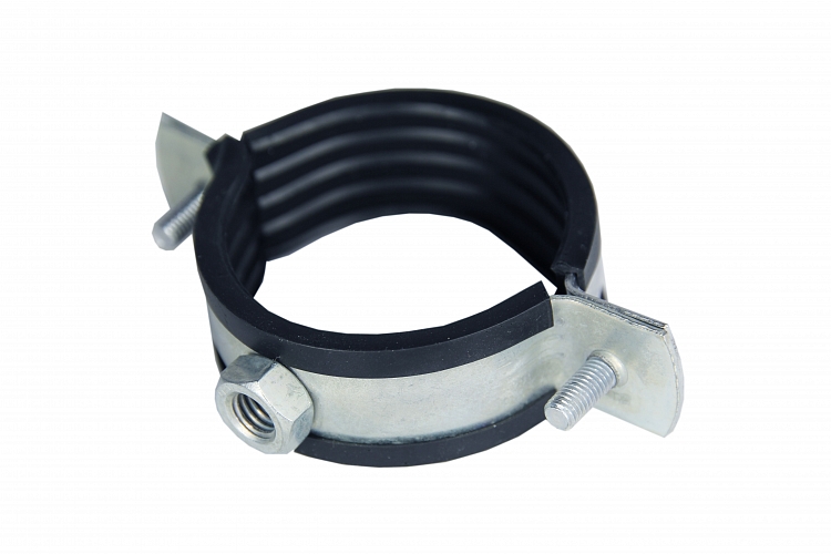 Galvanized Steel Clamp with Rubber Gasket 1/1,2" (48-53 mm) M8, bolt, dowel buy wholesale