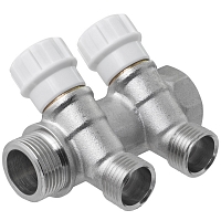 Manifold with control valves 2 outlets x 3/4" x 1/2" male thread. MPF