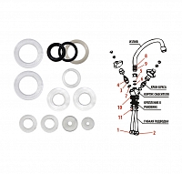 Set of gaskets for faucet tap Plumber's No. 2 (silicone)