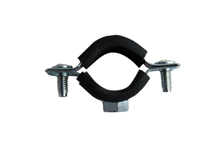 Galvanized Steel Clamp with Rubber Gasket 3/4" (25-28 mm) M8, bolt, dowel buy wholesale