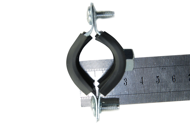 Galvanized Steel Clamp with Rubber Gasket 3/4" (25-28 mm) M8, bolt, dowel buy wholesale