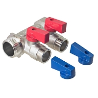 Manifold with shut-off valves 2 outlets x 3/4" x 1/2" male. MPF