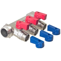 Manifold with shut-off valves 3 outlets x 3/4" x 1/2" male. MPF