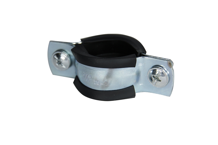 Galvanized Steel Clamp with Rubber Gasket 3/4" (25-28 mm) M8, bolt, dowel buy wholesale