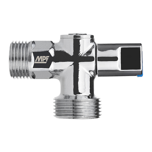 Кран шаровой угловой для бытовой техники 1/2" х 3/4" н/н (ручка сбоку),ГОСТ, MPF