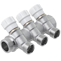 Manifold with control valves 3 outlets x 3/4" x 1/2" male thread. MPF