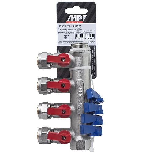 Metal/plastic pipe manifold with shut-off valves 4 outlets x 3/4" x 16 mm MPF buy wholesale
