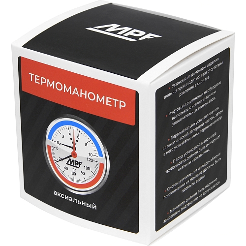 Термоманометр аксиальный, 10 Бар, темп. 120 гр., 1/2" 