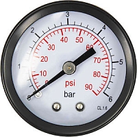 Axial Pressure Gauge, 6 bar, accuracy class 1.5, 1/4" male